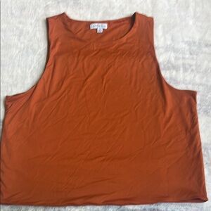 Rust Sleeveless Boxy Crop Muscle Tee